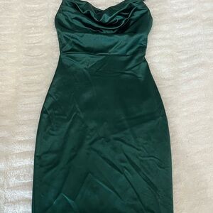 Elegant Green Satin Dress